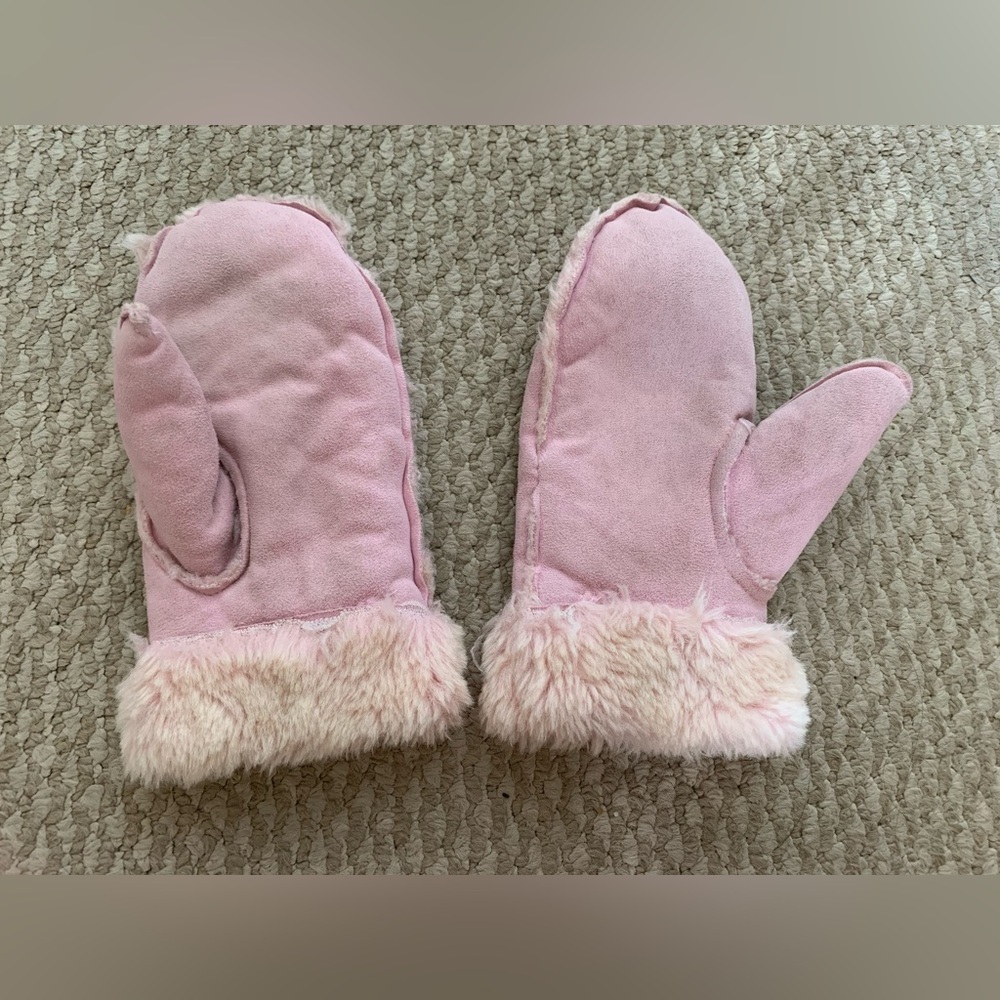 Pink Fluffy Lined Mitten Gloves Size S/M